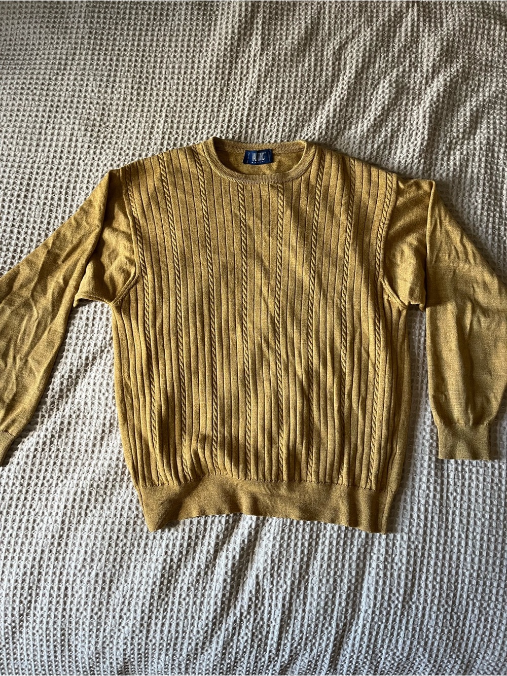 Valentino Marini Cable Knit Crewneck Sweater - Mustard Yellow